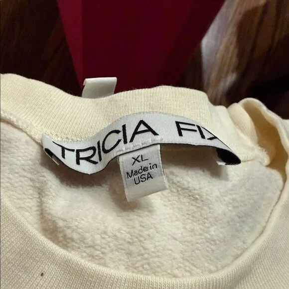 NWOT Tricia Fix Exclusive Denim & Kantha Patchwork Crewneck Sweatshirt in Ivory - Picture 8 of 8